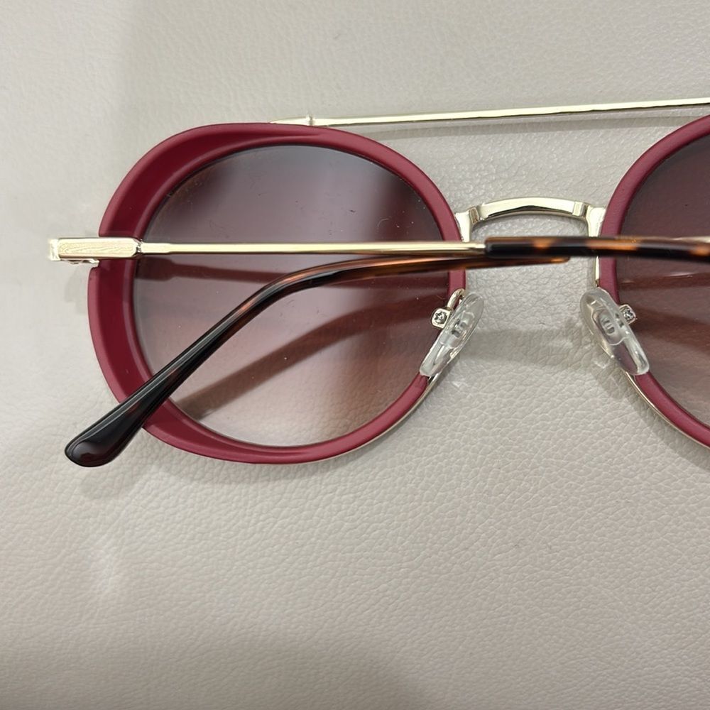 Jim Halo Round Sunglasses with Red Frame - Picture 2 of 4